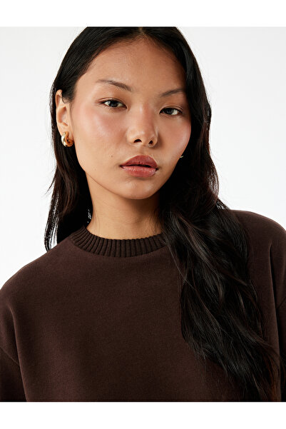 Koton Μπλουζάκι με μακρυμάνικο λαιμόκοψη με άνετη εφαρμογή