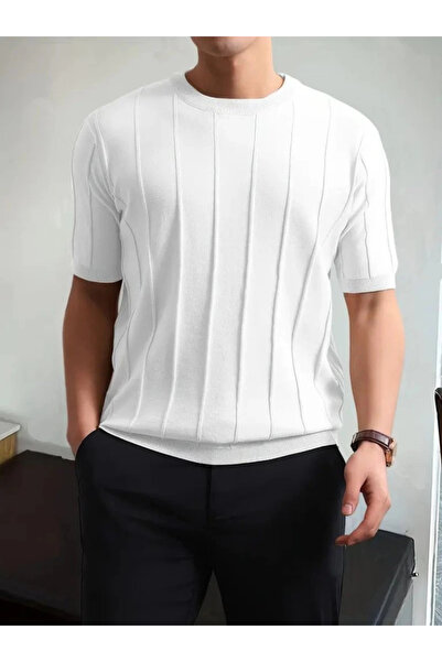 Lady Moss Tricou pentru bărbați, cu mânecă scurtă, cu decolteu, tricotaj în d...