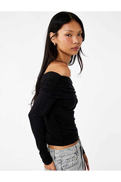 Koton Μπλουζάκι από βισκόζη με μακρύ μανίκι με ανοιχτό ώμο