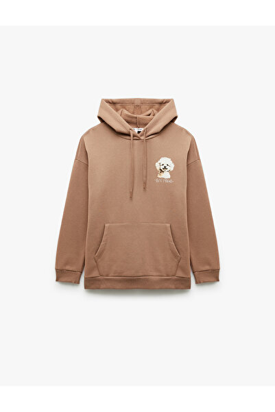 Koton Суитшърт с дълъг ръкав и качулка с щампа и джоб „кенгуру“ с повдигнат дизайн