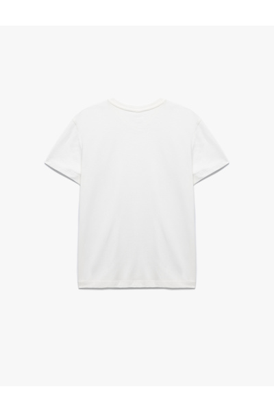 Koton Βαμβακερό μπλουζάκι με κοντό μανίκι με λαιμόκοψη