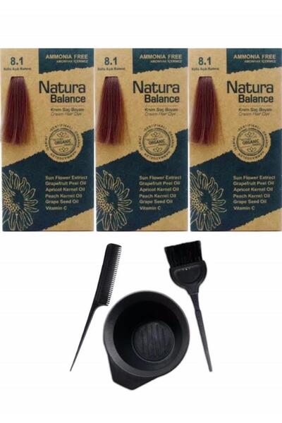 NATURABALANCE NATURA BALANCE SAÇ BOYASI 8.1 KÜLLÜ AÇIK KUMRAL 3 ADET+SAÇ BOYA...