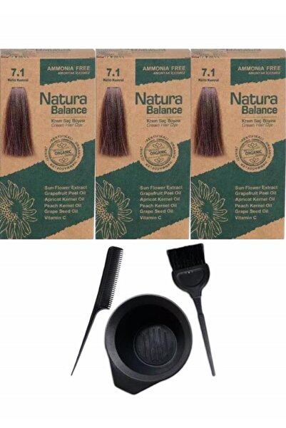 NATURABALANCE NATURA BALANCE SAÇ BOYASI 7.1 KÜLLÜ KUMRAL 3 ADET+SAÇ BOYAMA SETİ