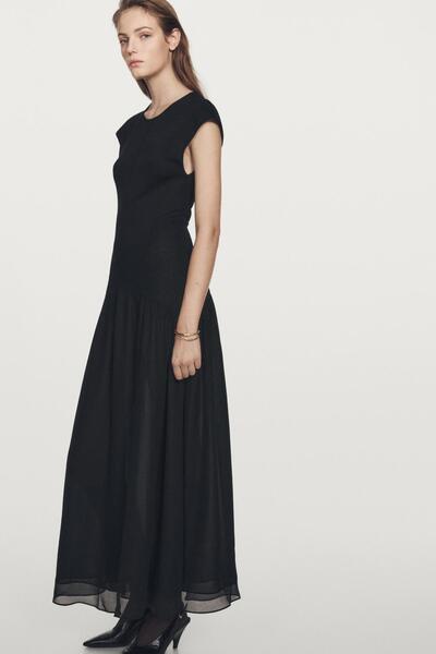 Massimo Dutti Kontrast uzun elbise