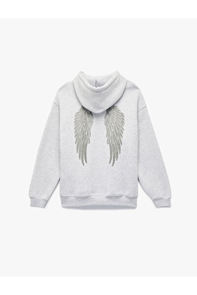 Koton Hanorac oversize cu glugă și buzunar cangur, cu imprimeu pe spate