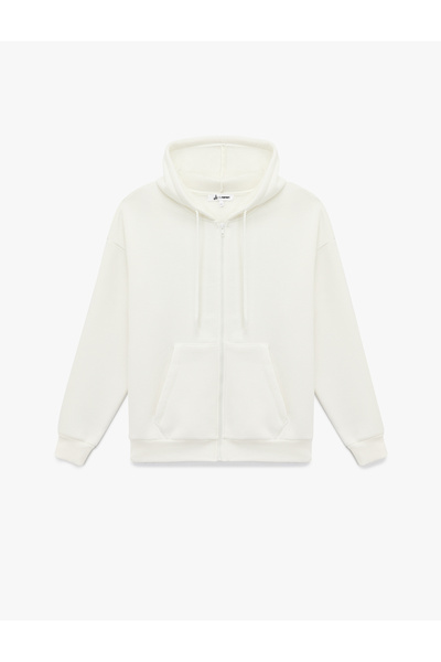 Koton Oversized Sweatshirt with Kangaroo Pocket on the Back and Zipper Closure