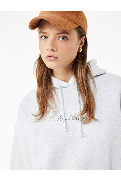 Koton Hanorac oversize cu glugă și buzunar cangur, cu imprimeu pe spate