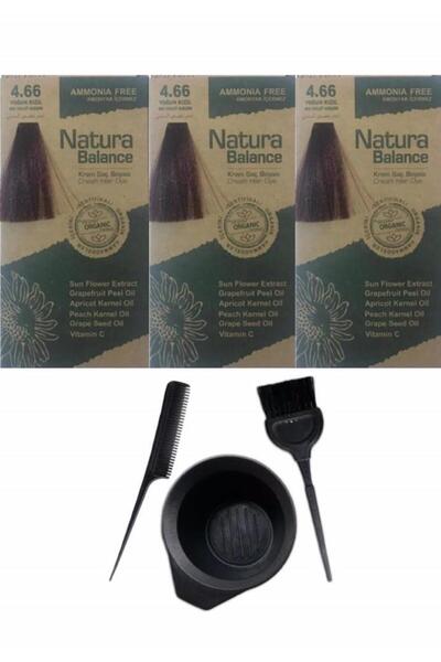 NATURABALANCE NATURA BALANCE SAÇ BOYASI 4.66 YOĞUN KIZIL 3 ADET+SAÇ BOYAMA SETİ
