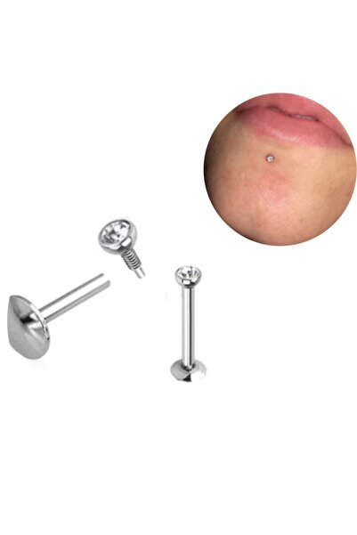 Bylin Takı Cerrahi Çelik Minik Taşlı Dudak Piercing Takısı / 1 adet