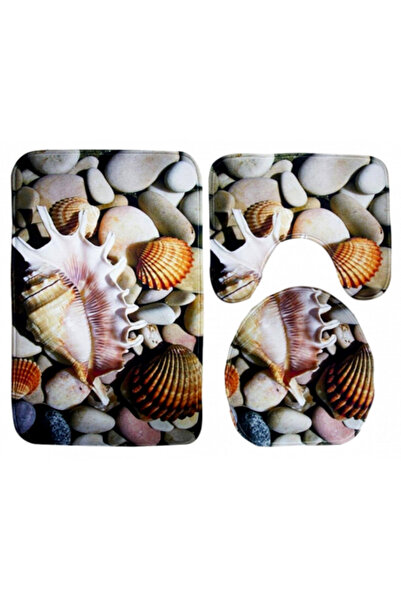 FizioTab Σετ 3 χαλάκια μπάνιου FizioTab, αντιολισθητικά, με σχέδιο πέτρας