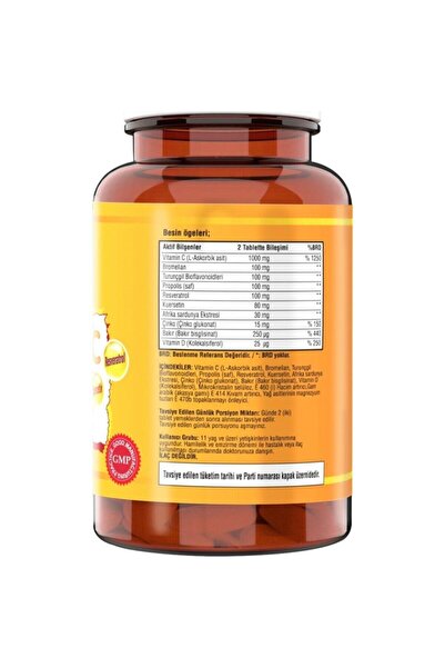 NCS Vitamin C Çinko Propolis Bromelian Çinko Vitamin D 60 Tablet