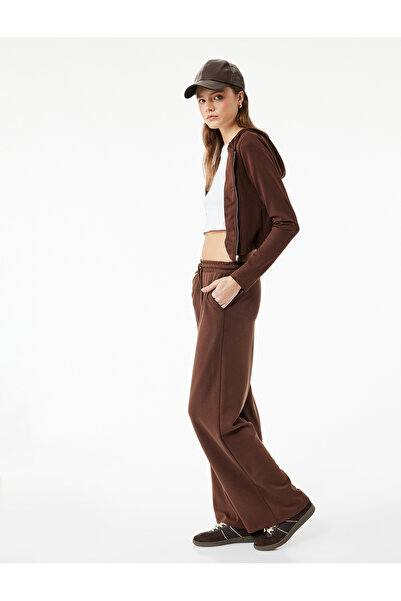 Koton Cepli Rahat Kalıp Beli Bağcıklı Modal Karışımlı Geniş Paça Eşofman Altı