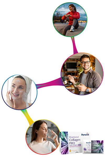 Dynavit Multi Collagen&NMN (NAD+ Öncüsü) 30 Saşe-Hidrolize Peptit Tip 1&3 Sığır ve Tip 2 Tavuk Kolajeni,NMN