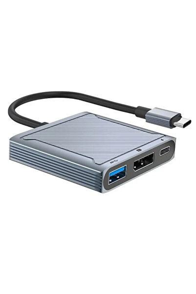 Datastar Type-c Multiport Adaptör: 3 In 1 Çözüm (HDMI, USB-A, USB-C PD) - Gri...