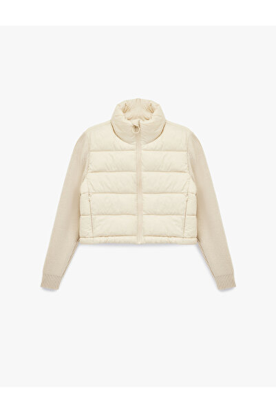 Koton Stand Collar Zipper Long Sleeve Pocket Slim Fit Puffer Jacket