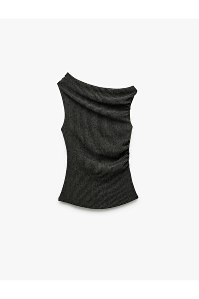 Koton Draped Asymmetric Neckline Wrap Sleeveless Blouse