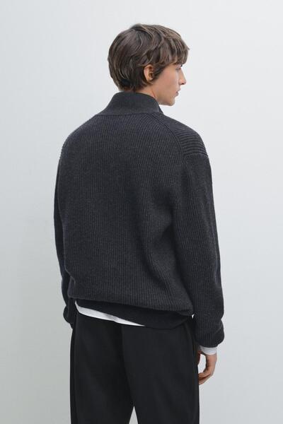 Massimo Dutti Fermuarlı cepli ve kontrast detaylı hırka