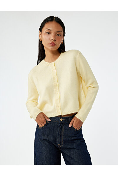 Koton Uzun Kollu Düğmeli Bisiklet Yaka Triko Hırka