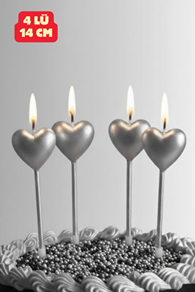 Heart 4-Piece Gray Heart Candle Valentine's Day Birthday Special Day Celebration Candle