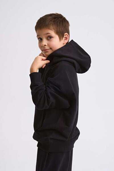 THERECOLOR Чорна органічна толстовка з капюшоном для хлопчиків