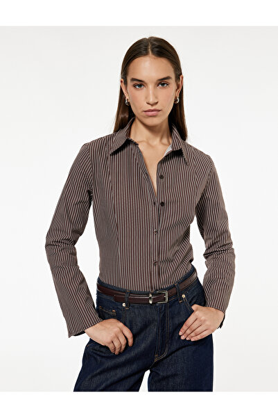 Koton Long Sleeve Classic Collar Buttoned Cotton Slim Fit Shirt