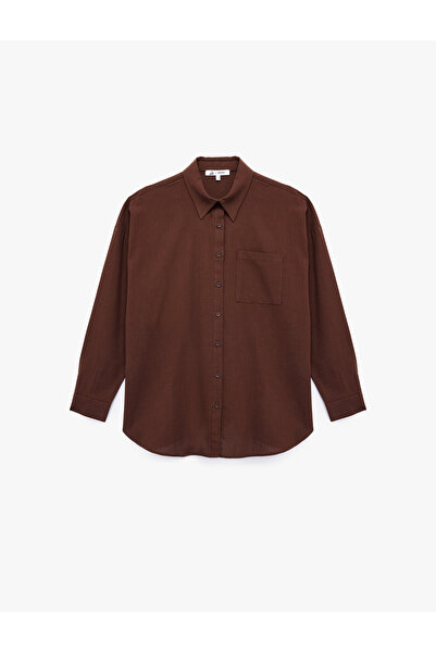 Koton Cămașă oversize cu mânecă lungă, cu guler clasic, cu nasturi, din bumbac