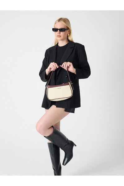 Meskanto Baget Genuine Leather Double Color Strap Hand and Shoulder Bag