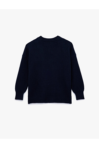 Koton Πλεκτό πουλόβερ με μακρύ μανίκι V λαιμόκοψη