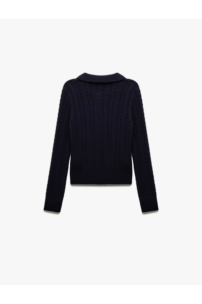 Koton Pulover tricotat cu mânecă lungă, cu textura împletită, cu gât polo