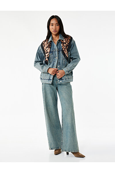 Koton Βαμβακερό μακρυμάνικο τζιν μπουφάν με κλασικό γιακά και λεπτομέρεια τσέπης με κουμπιά