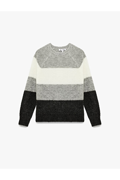 Koton Pulover de tricotaj cu mâneci lungi, cu decolteu, bloc de culoare