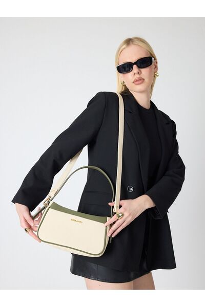 Meskanto Baget Genuine Leather Double Color Strap Hand and Shoulder Bag