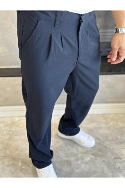 ECARTS Erkek Baggy Kalıp Kumaş Pantolon Lacivert Eca002