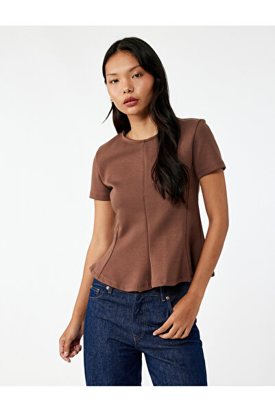 Koton Къса ръкавна блуза с велосипедна яка и волани