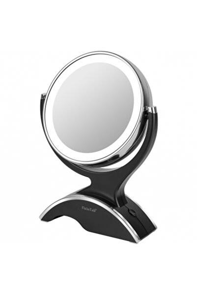 FizioTab FizioTab® Cosmetic Mirror, Led, Dimmable, 2 Sides, 10X Magnification, Batteries and USB Cable Included, Black