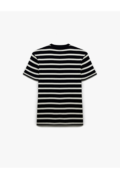 Koton Kısa Kollu Bisiklet Yaka Slim Fit Çizgili Tişört