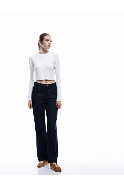 Koton Long Sleeve Crew Neck Knit Crop Sweater