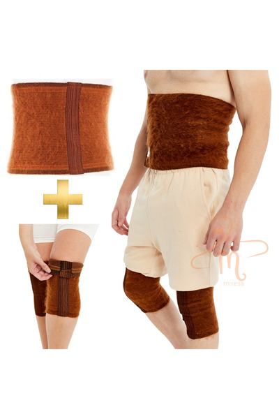 miresa Σετ 2 τεμαχίων ζεστό μάλλινο κορσέ για γόνατα και μέση για γυναίκες-άντρες