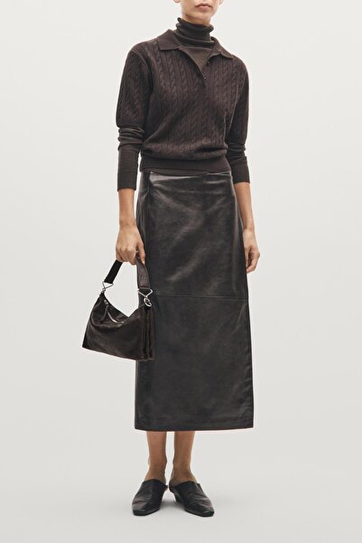 Massimo Dutti Bölmeli küçük deri çanta