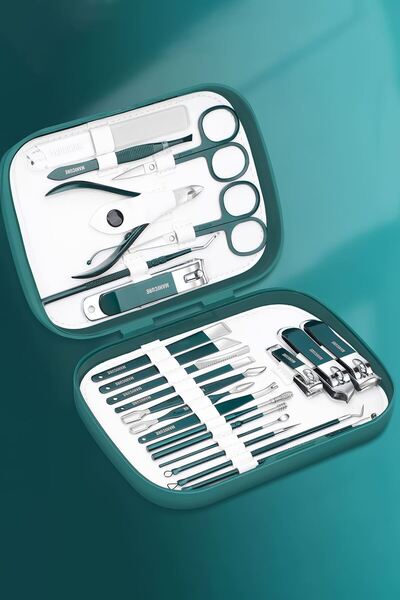 Chavin Plastik Çantalı 23 Parça Çelik Manikür Tırnak Makası ve Cilt Bakımı Seti cin810y