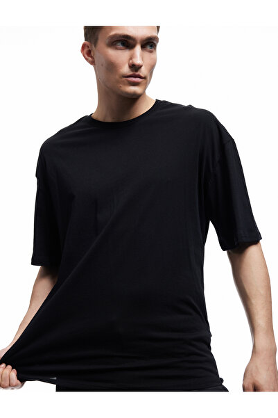 Koton Βαμβακερό μπλουζάκι με μισό μανίκι Crew λαιμόκοψη Oversize Basic Sports T-shirt