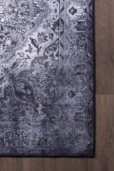 ARTLOOP Blues Vintage Desenli Dokuma Taban Dekoratif Gri Halı AL 22