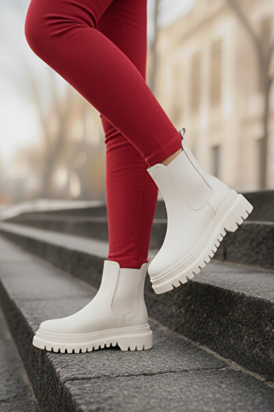 FAYMAZ Su Geçirmez Kürklü Dikişli Ortopedik Kauçuk Taban Garantili Kışlık Chelsea Bot iarnă