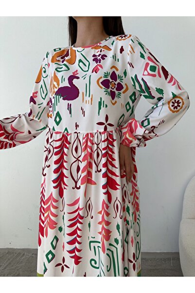 Swan Woman Multi-Color Cotton Dress