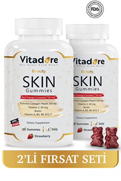 Vitadore 2'li Cilt Vitamini, Skin Gummy, Leke Karşıtı, Aydınlatma, UV Işınlar...