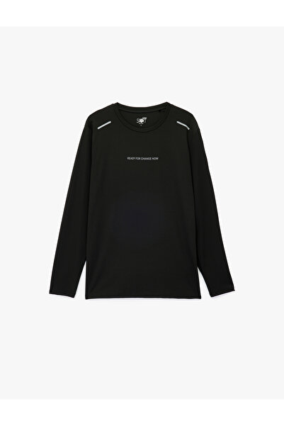 Koton Αθλητικό μπλουζάκι με μακρυμάνικο στάμπα με λαιμόκοψη