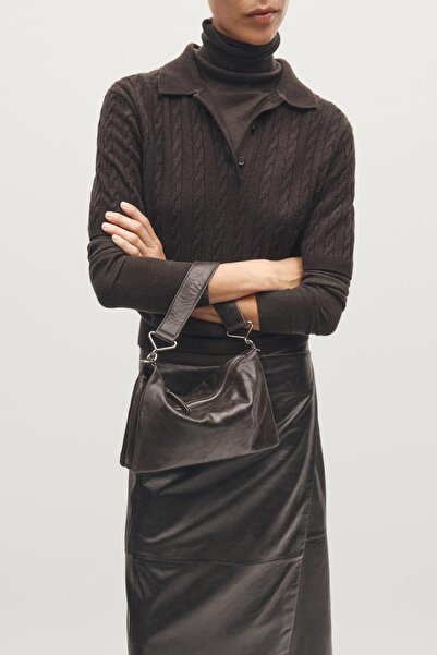 Massimo Dutti Bölmeli küçük deri çanta