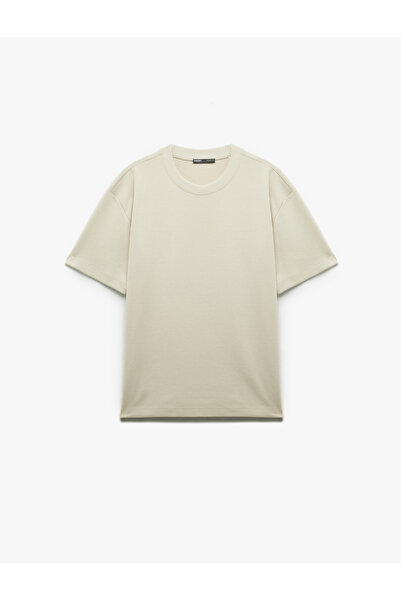 Koton Pamuklu Kısa Kollu Pike Tok Kumaş Bisiklet Yaka Basic Oversize Tişört