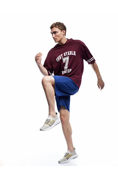 Koton Αθλητικό μπλουζάκι με κουκούλα με μισό μανίκι με στάμπα