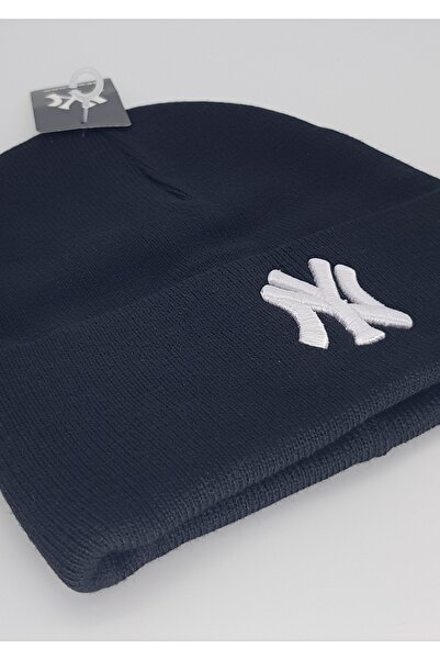 Zee Newyork Katlamalı Triko Bere Siyah Renk Beyaz Nakış